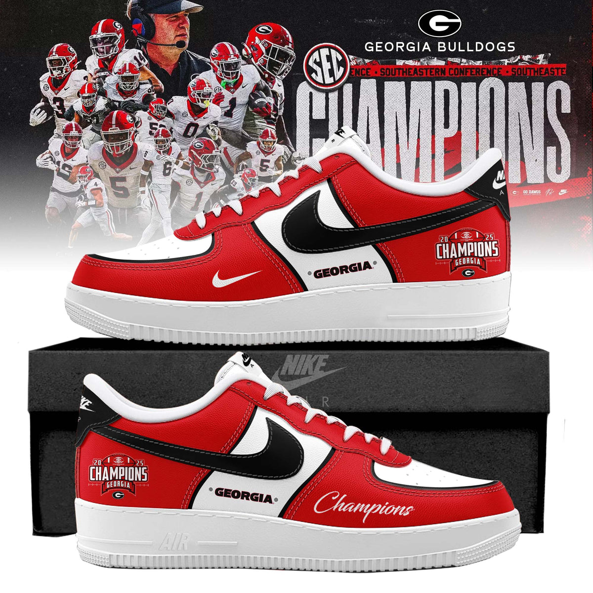 _ .Georgia Bulldogs 2025 SEC Football Champions AF1 Sneaker