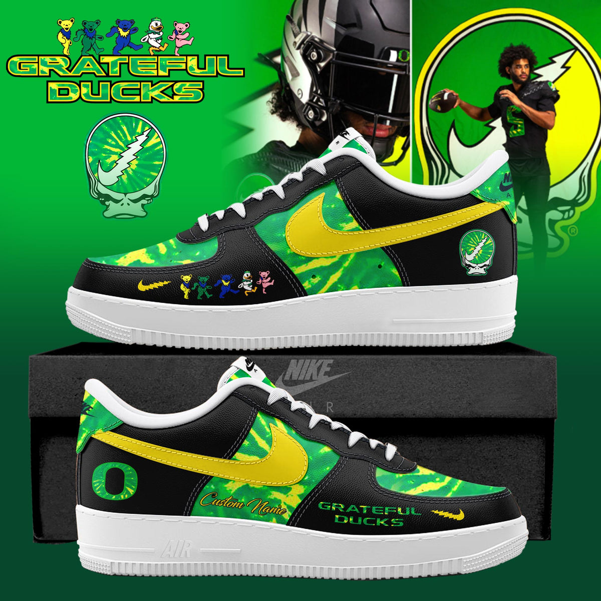 Oregon Ducks x Grateful Dead Special Edition AF1 Sneakers