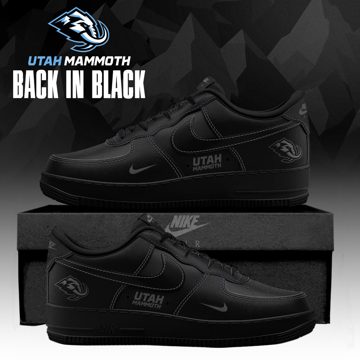 Utah Mammoth 'Back in Black' 2025 Special Edition AF1 Sneakers