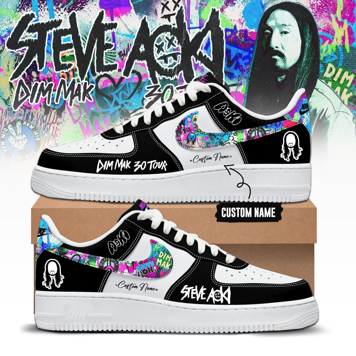 Steve Aoki  Dim Mak 30 Tour Limited Edition AF1 Sneakers