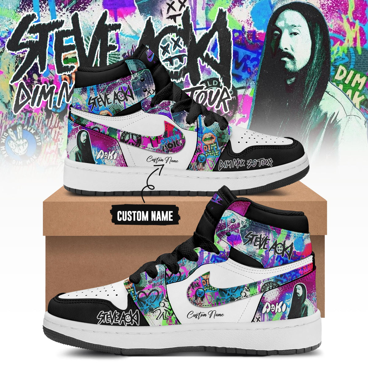 Steve Aoki  Dim Mak 30 Tour Limited Edition AJ1 Sneakers