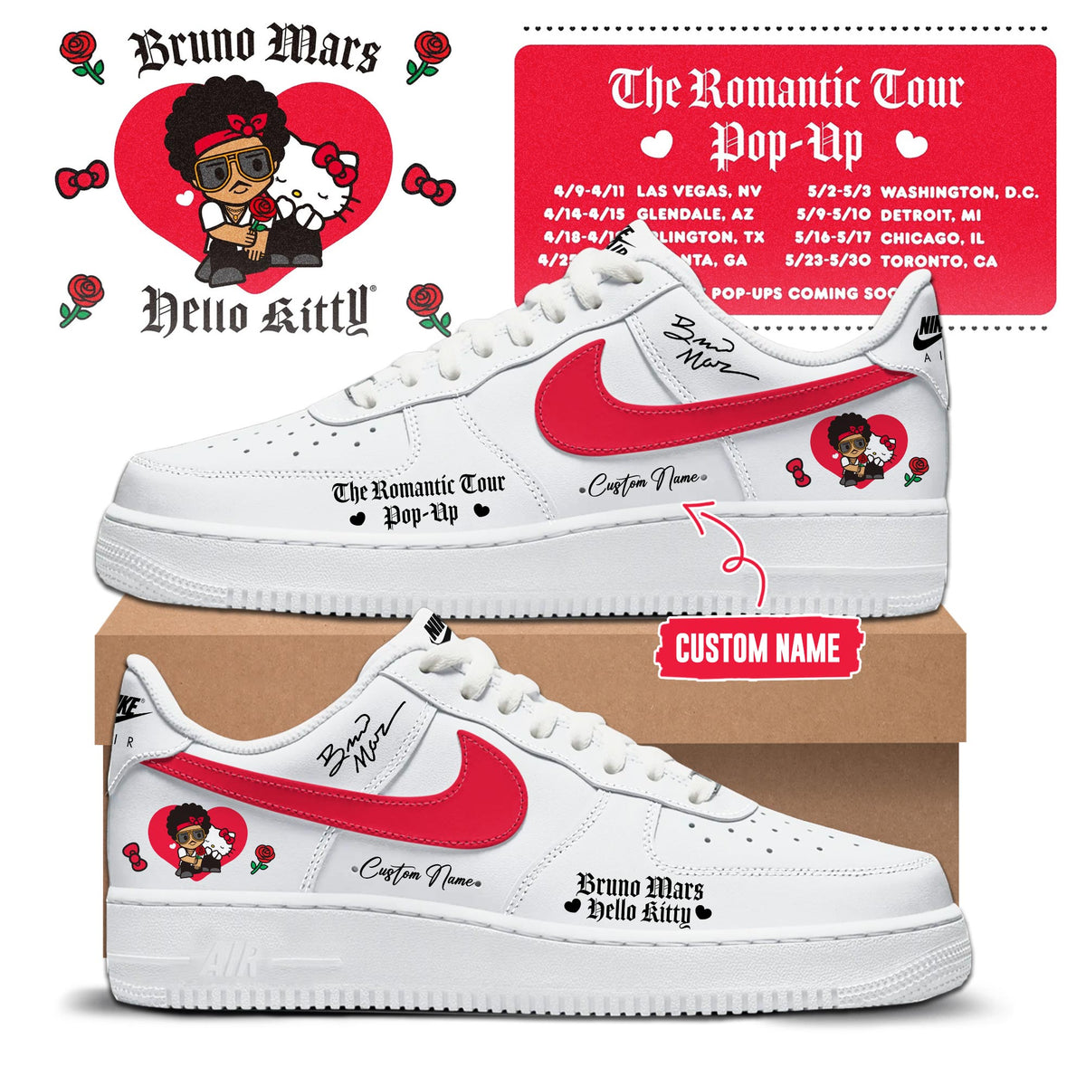 _BM x HK "The Romantic Tour" AF1 Sneakers