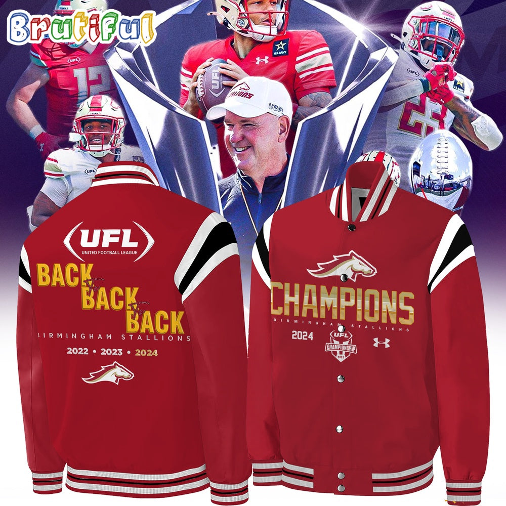 Birmingham Stallions Back To Back Stallions UFL Champions Baseball Jacket