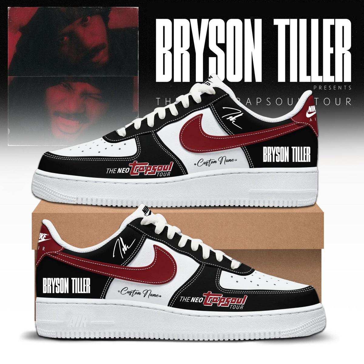 Bryson Tiller The Neo Trapsoul Tour 2026 Limited Edition AF1 Sneakers
