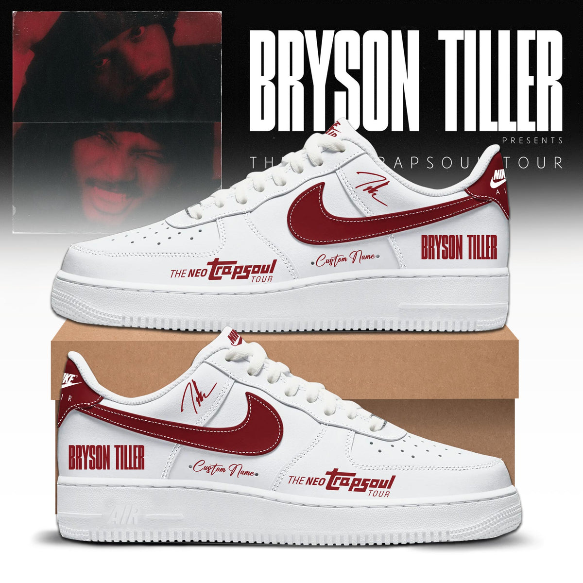 Bryson Tiller The Neo Trapsoul Tour 2026 Limited Edition AF1 Sneakers