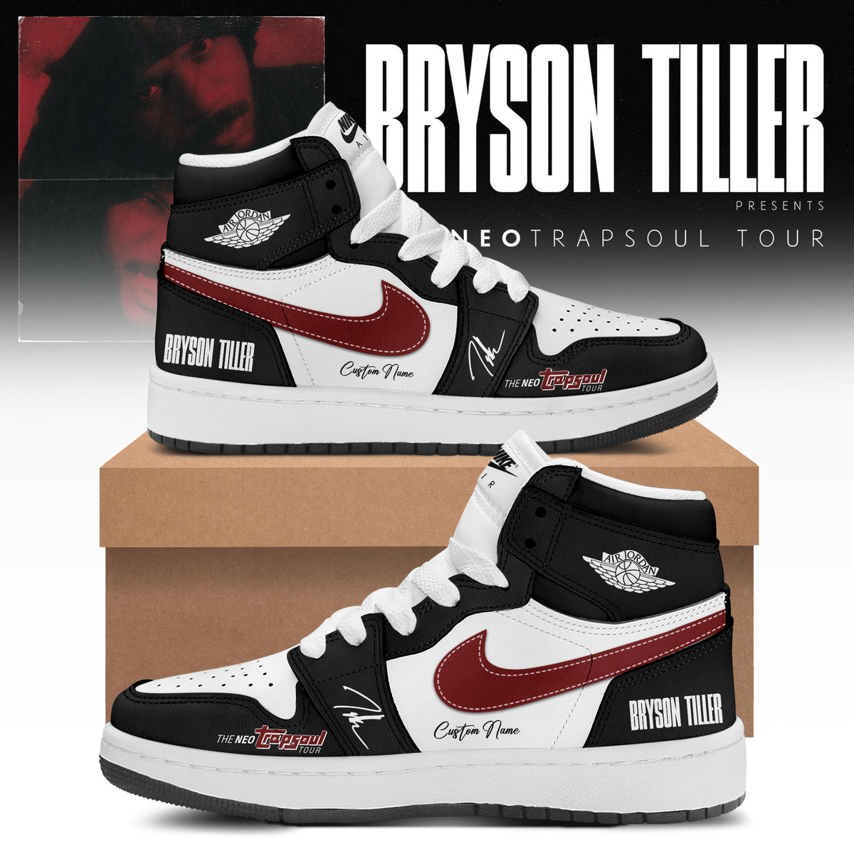 Bryson Tiller The Neo Trapsoul Tour 2026 Limited Edition AJ1 Sneakers