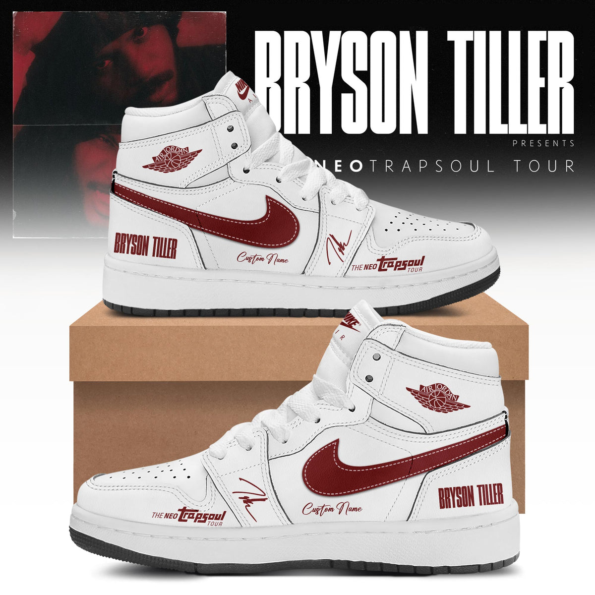 Bryson Tiller The Neo Trapsoul Tour 2026 Limited Edition AJ1 Sneakers
