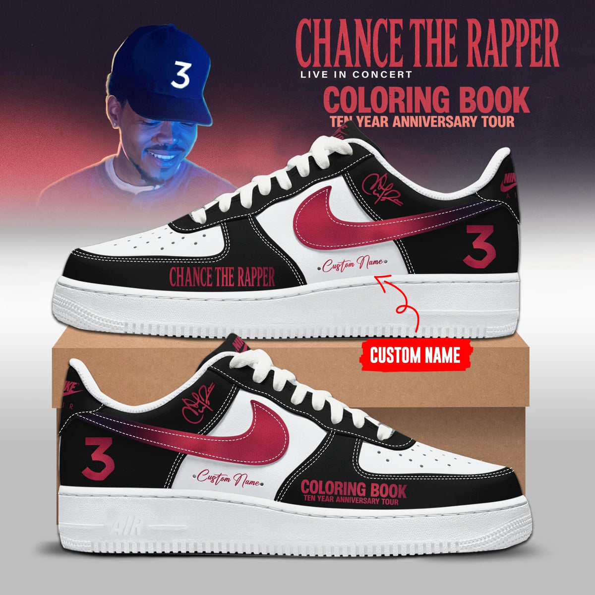 CTR "Coloring Book" 10 Year Anniversary Tour Limited Edition AF1 Sneakers