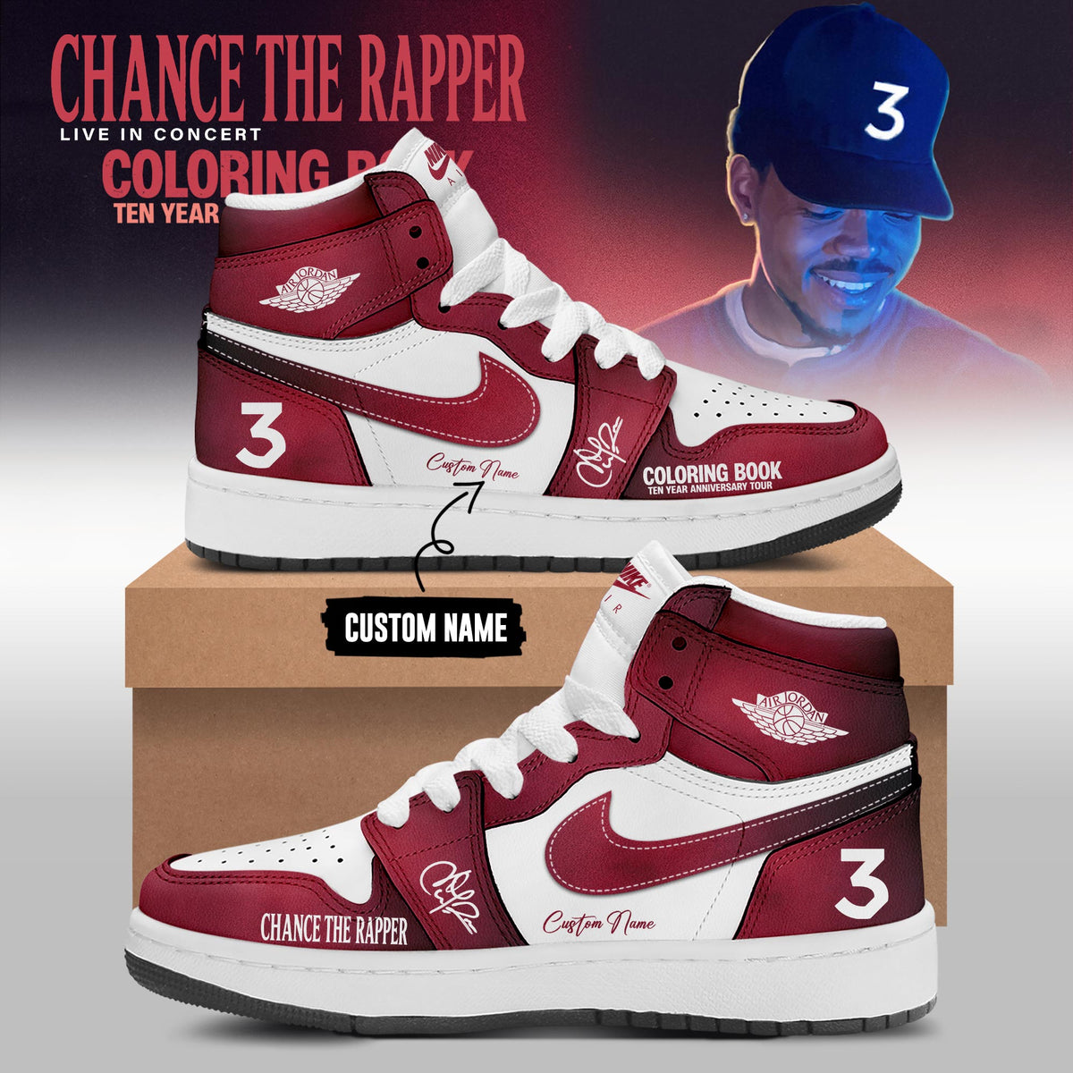 CTR "Coloring Book" 10 Year Anniversary Tour Limited Edition AJ1 Sneakers