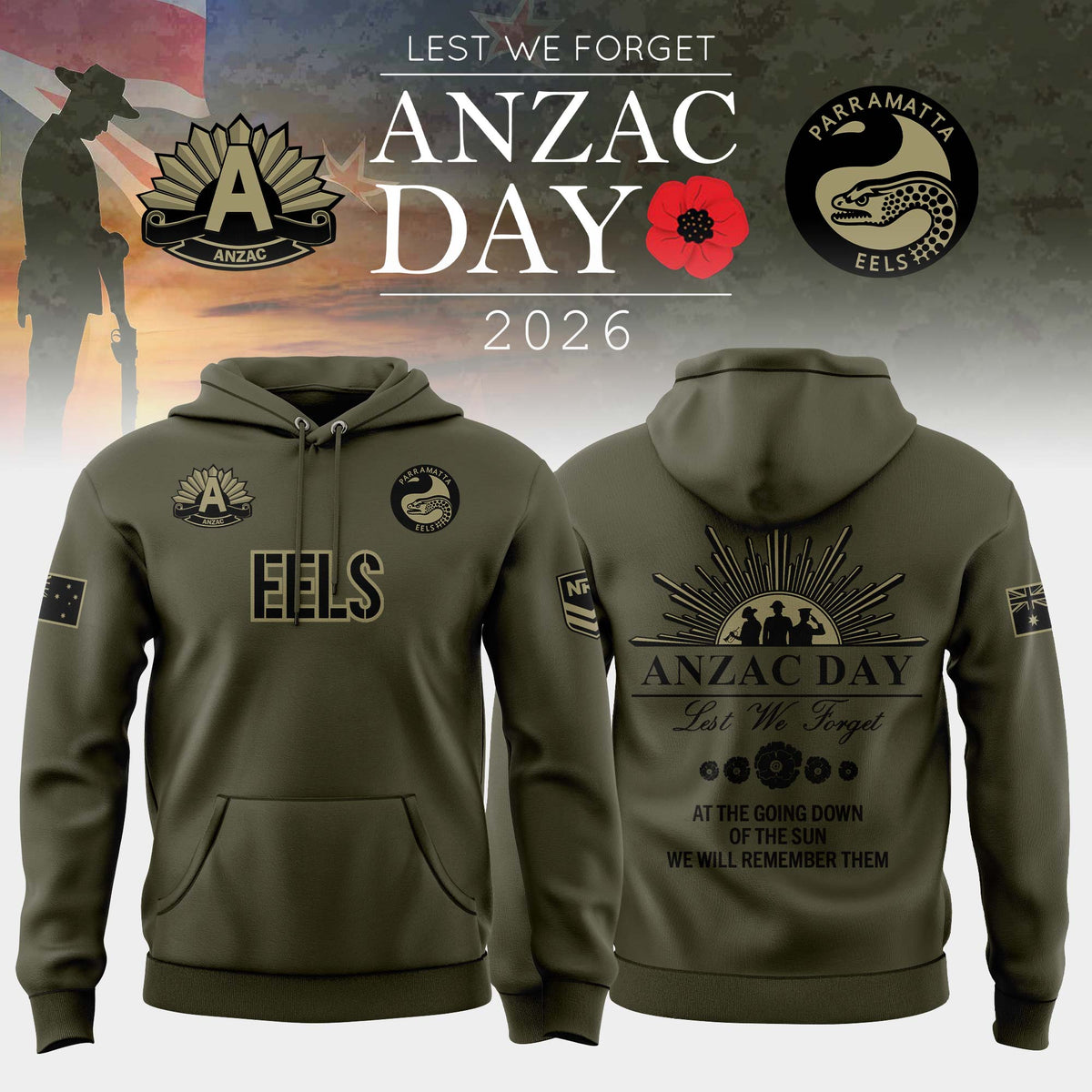 Parramatta Eels Anzac Day Hoodie