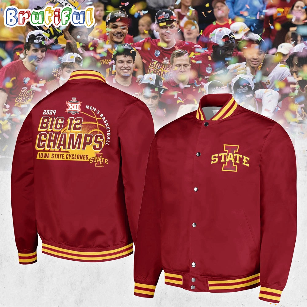 Iowa State Cyclones 2024 Big 12 Men's Basketball Conference Tournament Champions Baseball Jacket