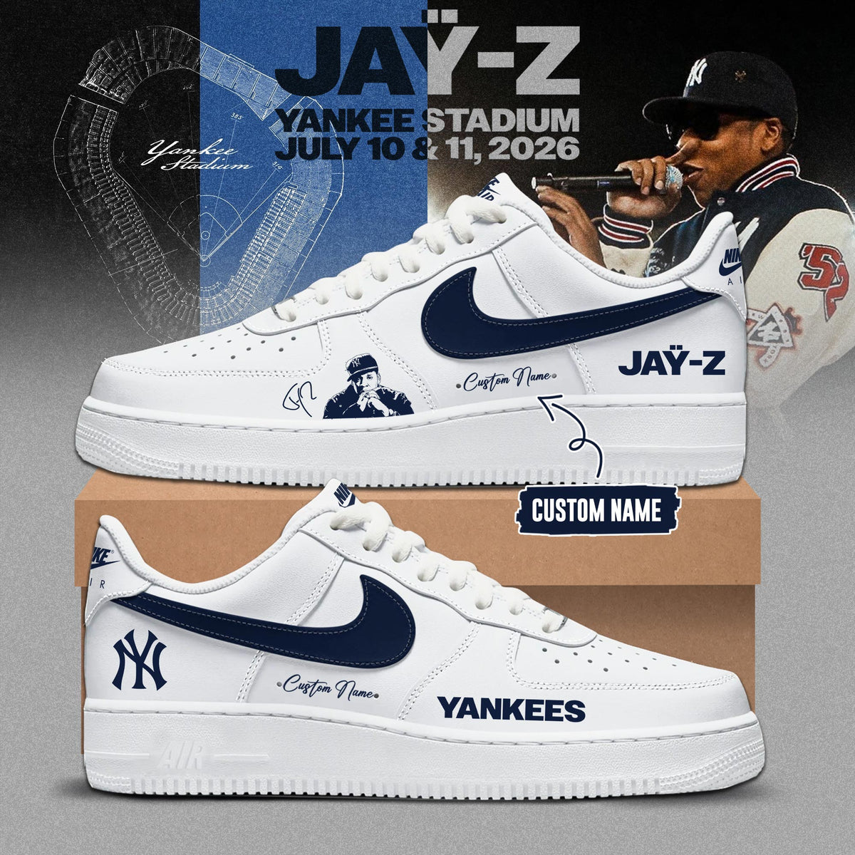 _ .NYY x Jay-Z Hometown Show 2026 Limited Edition AF1 Sneakers