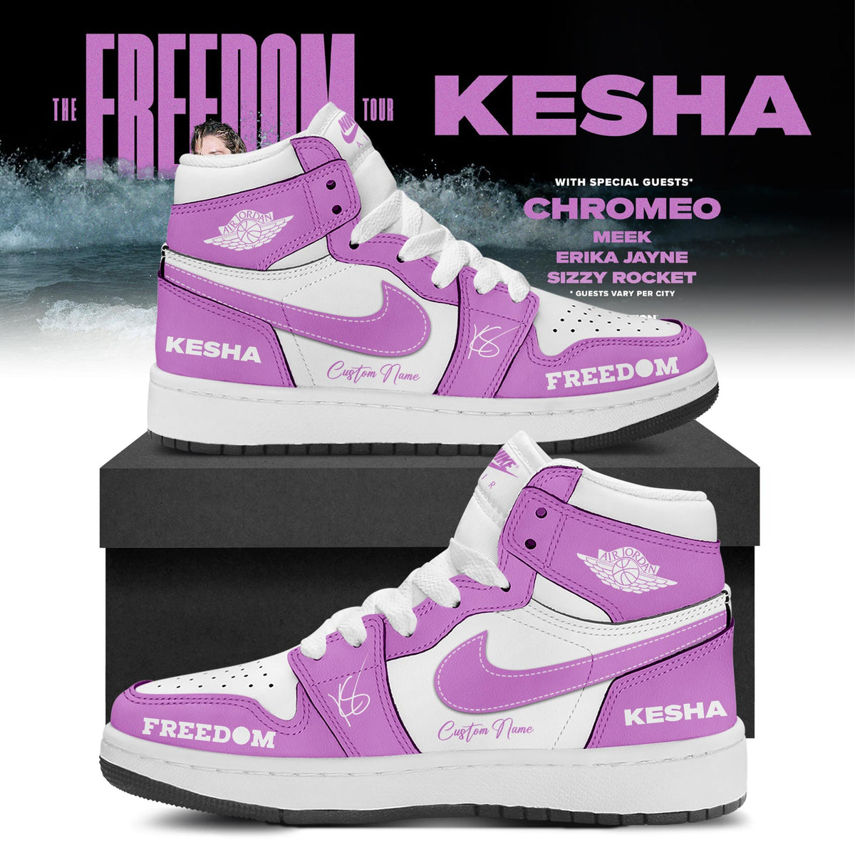 Kesha The Freedom Tour 2026 Limited Edition AJ1 Sneakers