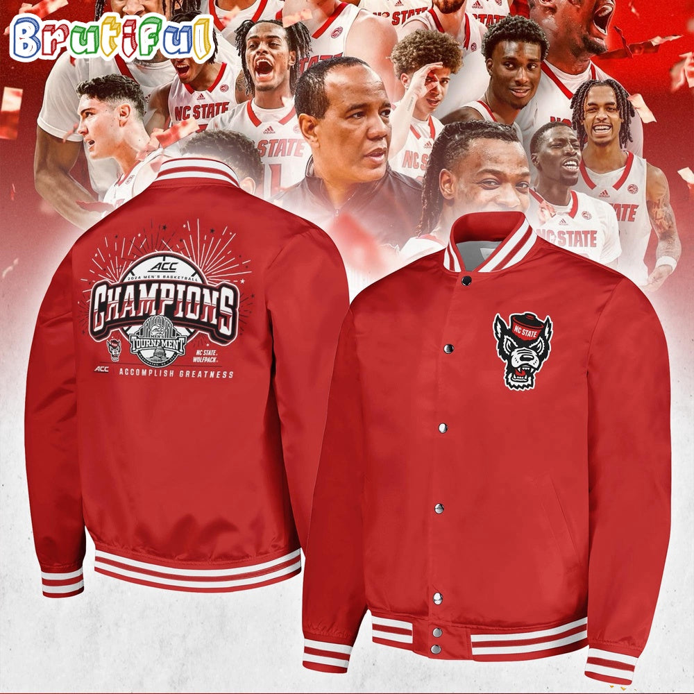 NC State Wolfpack 2024 ACC Men's Basketball Conference Tournament Champions Baseball Jacket