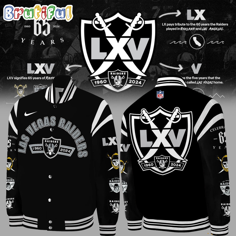 NFL Las Vegas Raiders Celebrating 65 Years Baseball Jacket
