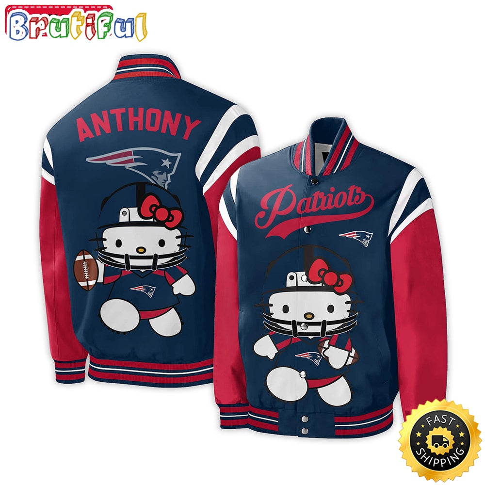 NFL New England Patriots Baseball Jacket Hello Kitty Personalized Baseball Jacket