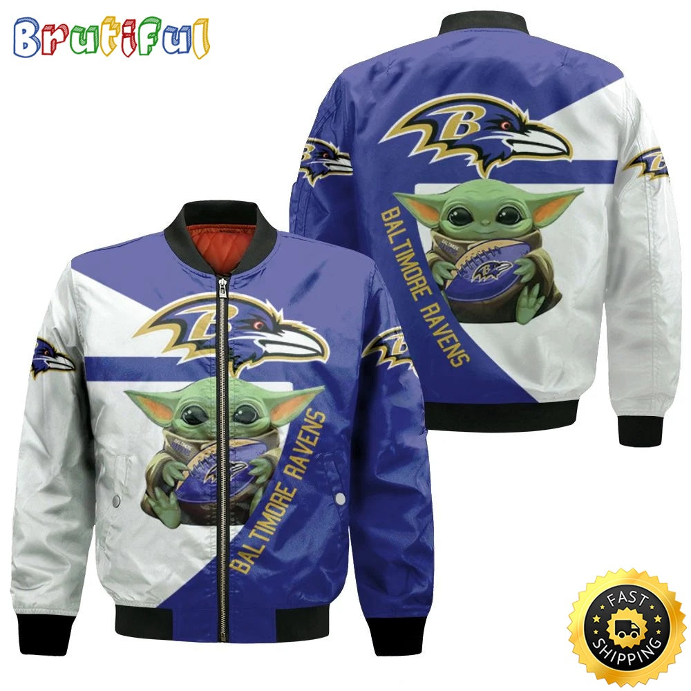 NFL Baltimore Ravens X Baby Yoda Bomber Jacket Stylish Bomber Jackets