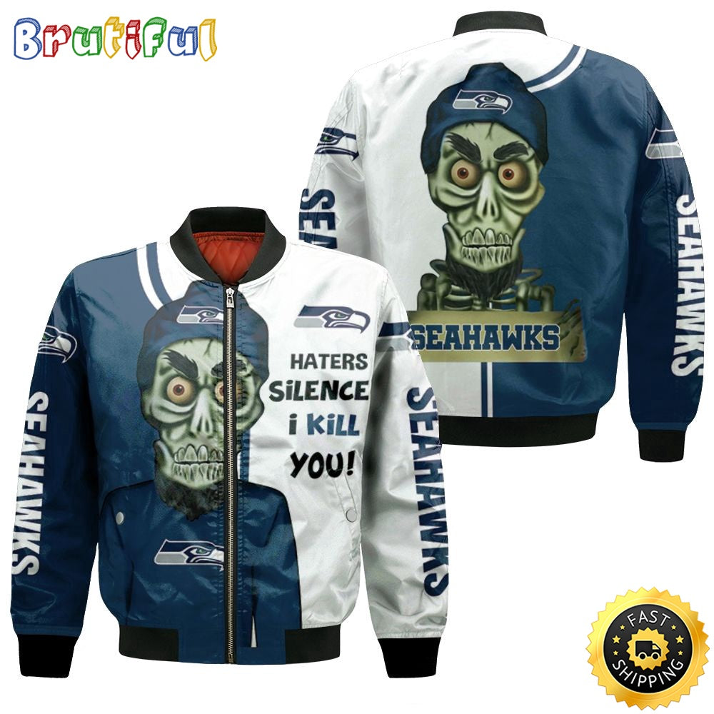 NFL San Seattle Seahawks Bomber Jacket Haters I Kill You