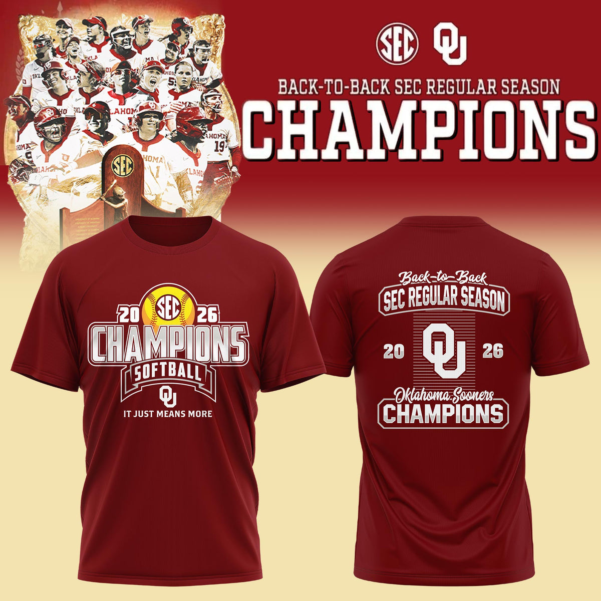 _ OU 2026 SEC Regular Season Softball Champions Locker Room T-Shirt