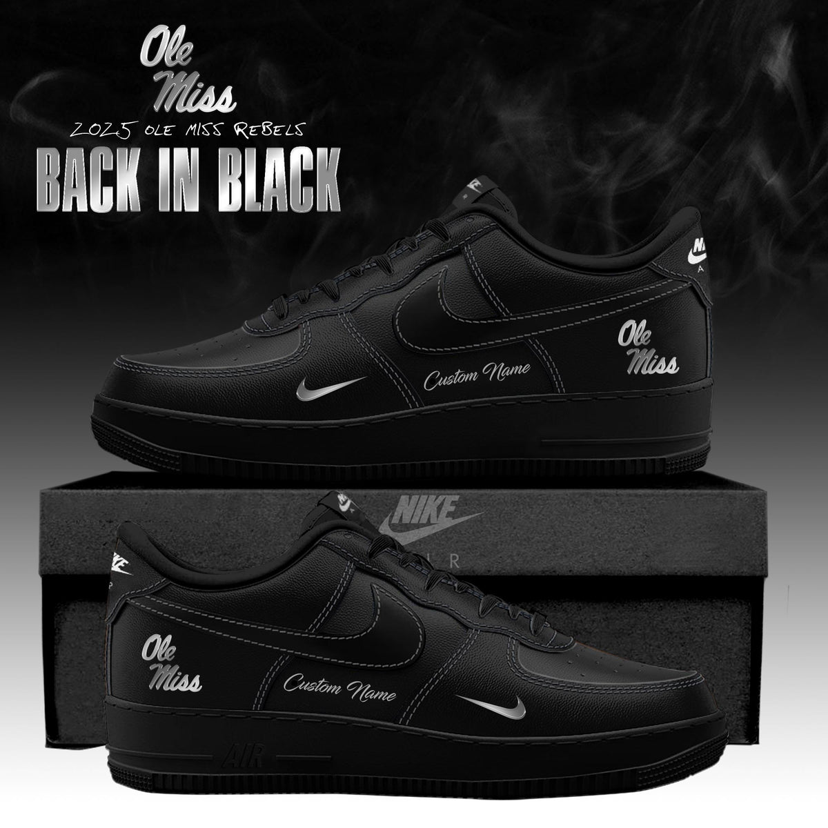 Ole Miss Rebels 'Back in Black' 2025 Special Edition AF1 Sneakers