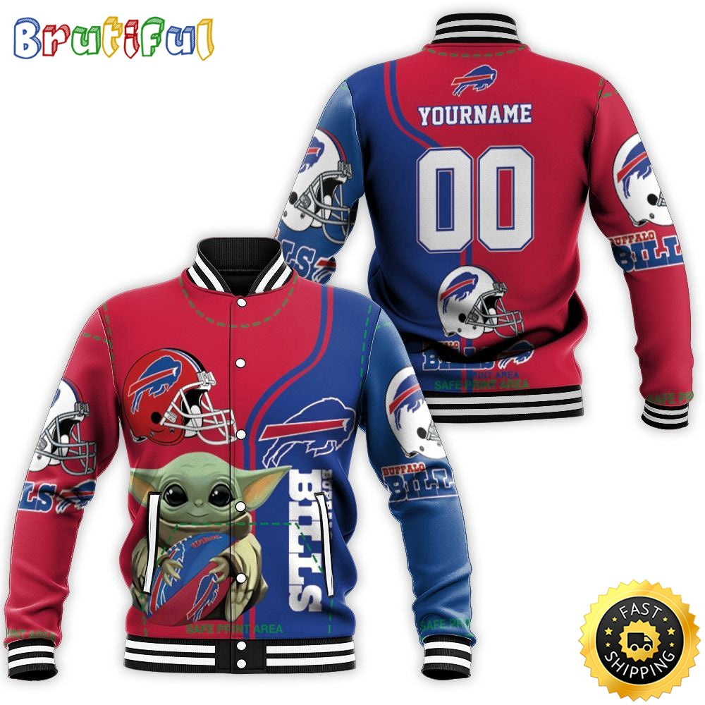 Personalized NFL Buffalo Bills Baseball Jacket Baby Yoda The Mandalorian