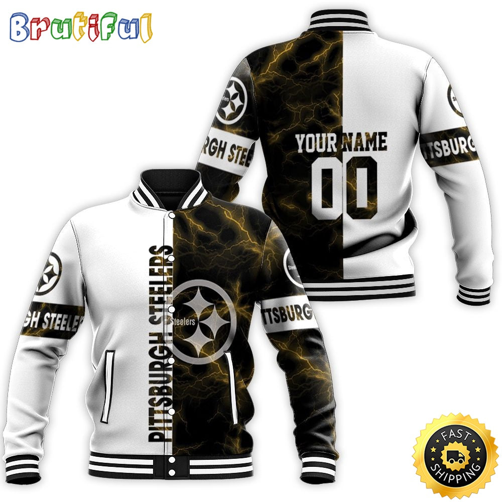 Personalized NFL Pittsburgh Steelers Yellow For Fans Baseball Jacket For Fans
