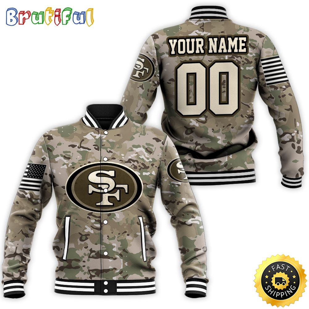 Personalized NFL San Francisco 49ers Baseball Jacket Camouflage Veteran For Fans