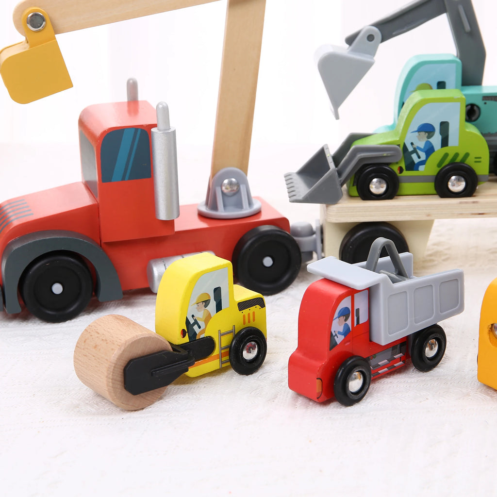 Wooden transport engineering vehicle, children's truck transport vehicle, toy car model, simulation car