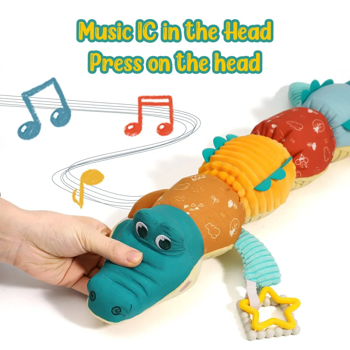 Tummy Time Toys 0-24 Months Baby Musical Stuffed Animal Infant Ruler Design Rattle and Multi-Textures Newborn Toys for Babies