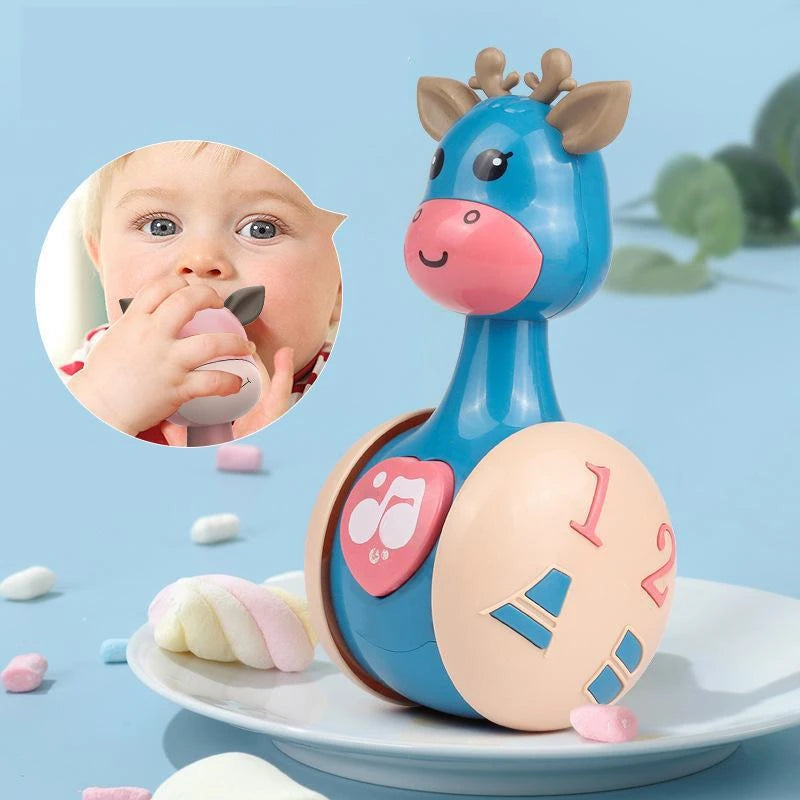 Baby Toys 0 12 Months Cute Deer Sliding Tumbler For Children Sensory Rattles Baby Ball Soft Teether Rattle Toys For Babies