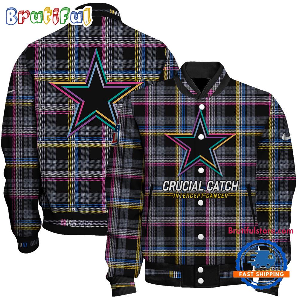 Dallas Cowboys National Football League Crucial Catch Intercept Cancer Unisex Varsity Jacket