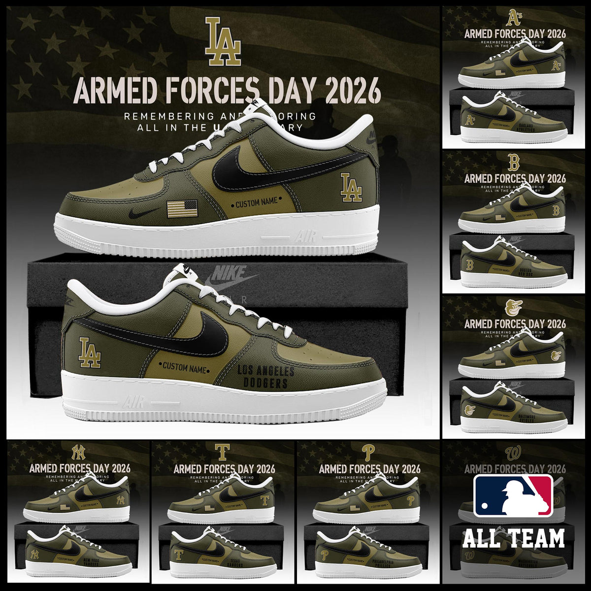 MLB 2026 Armed Forces Day Limited Edition AF1 Sneaker
