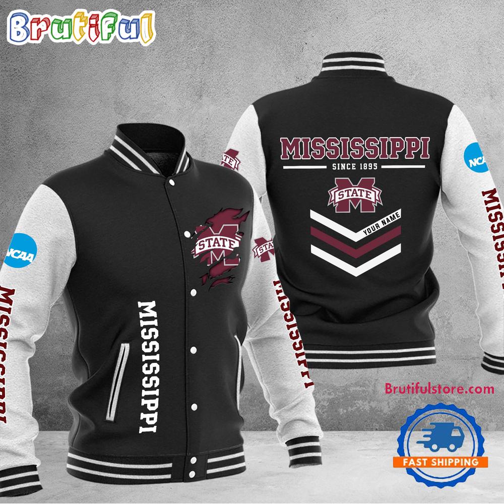 NCAA Mississippi State Bulldogs Personalized Sporty Varsity Baseball Jacket
