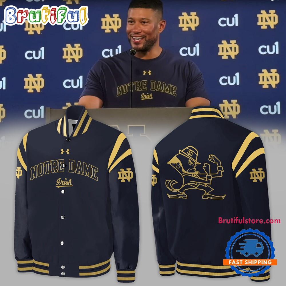 NCAA Notre Dame Fighting Irish Coach Marcus Freeman Navy Baseball Jacket