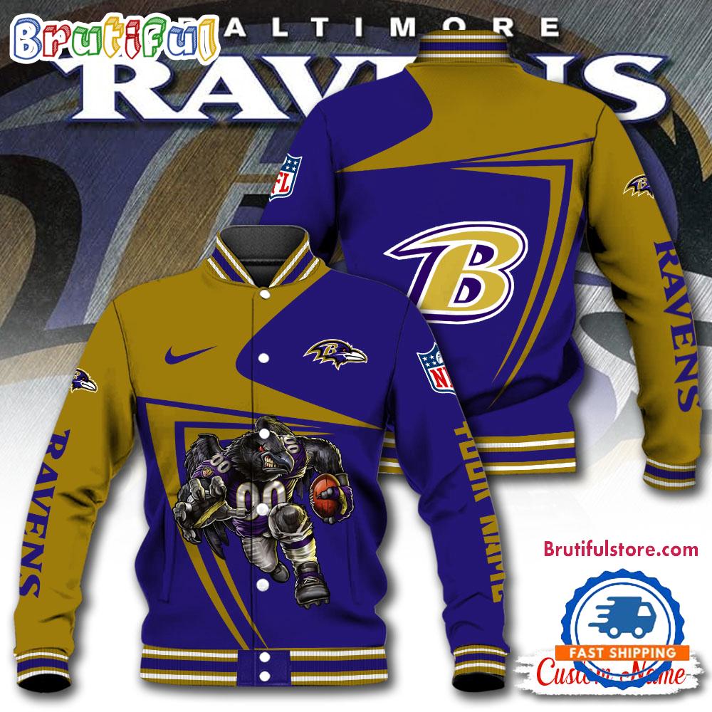 NFL Baltimore Ravens Football Mascot Limited New Design Baseball Jacket