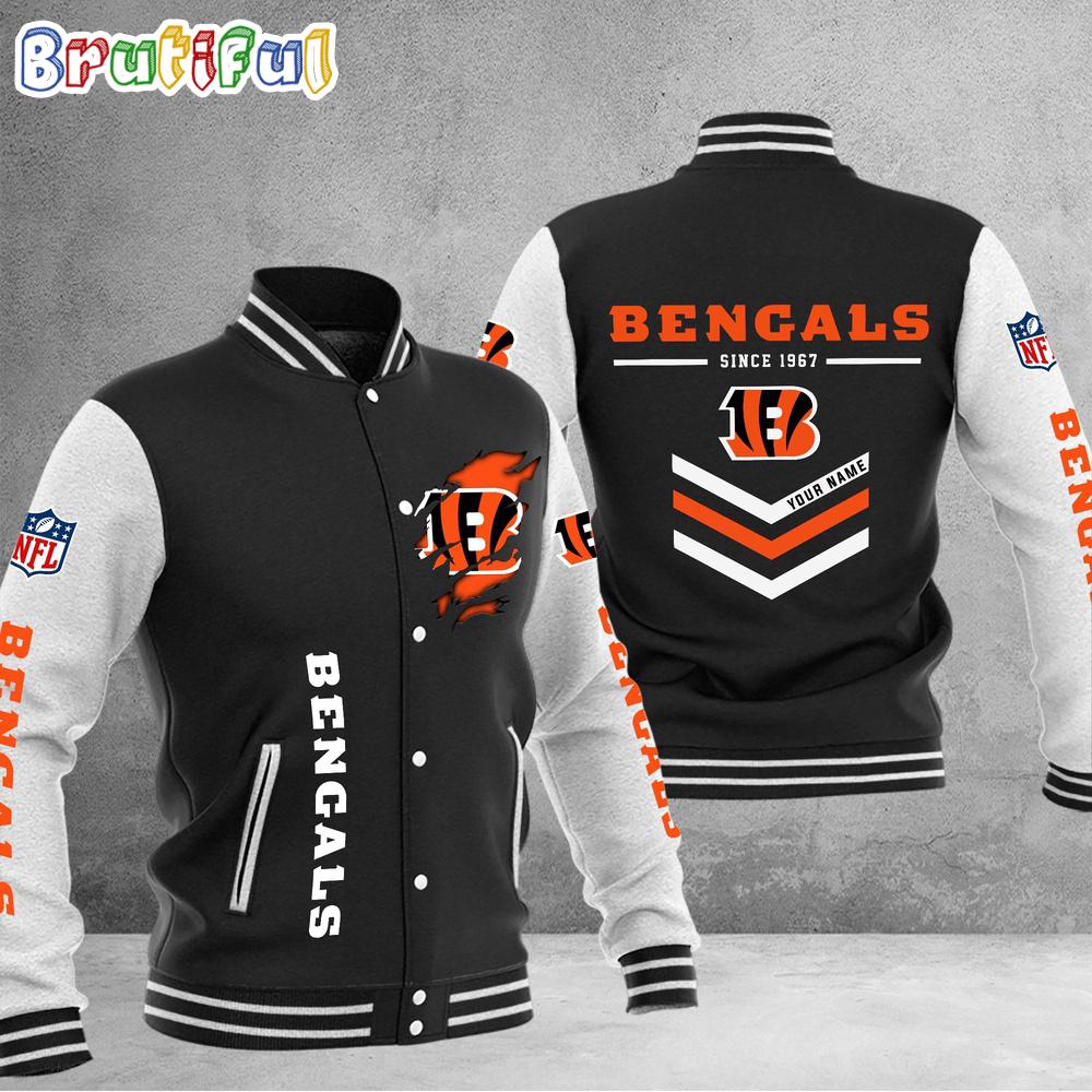 NFL Cincinnati Bengals Football Team Personalized Varsity Baseball Jacket