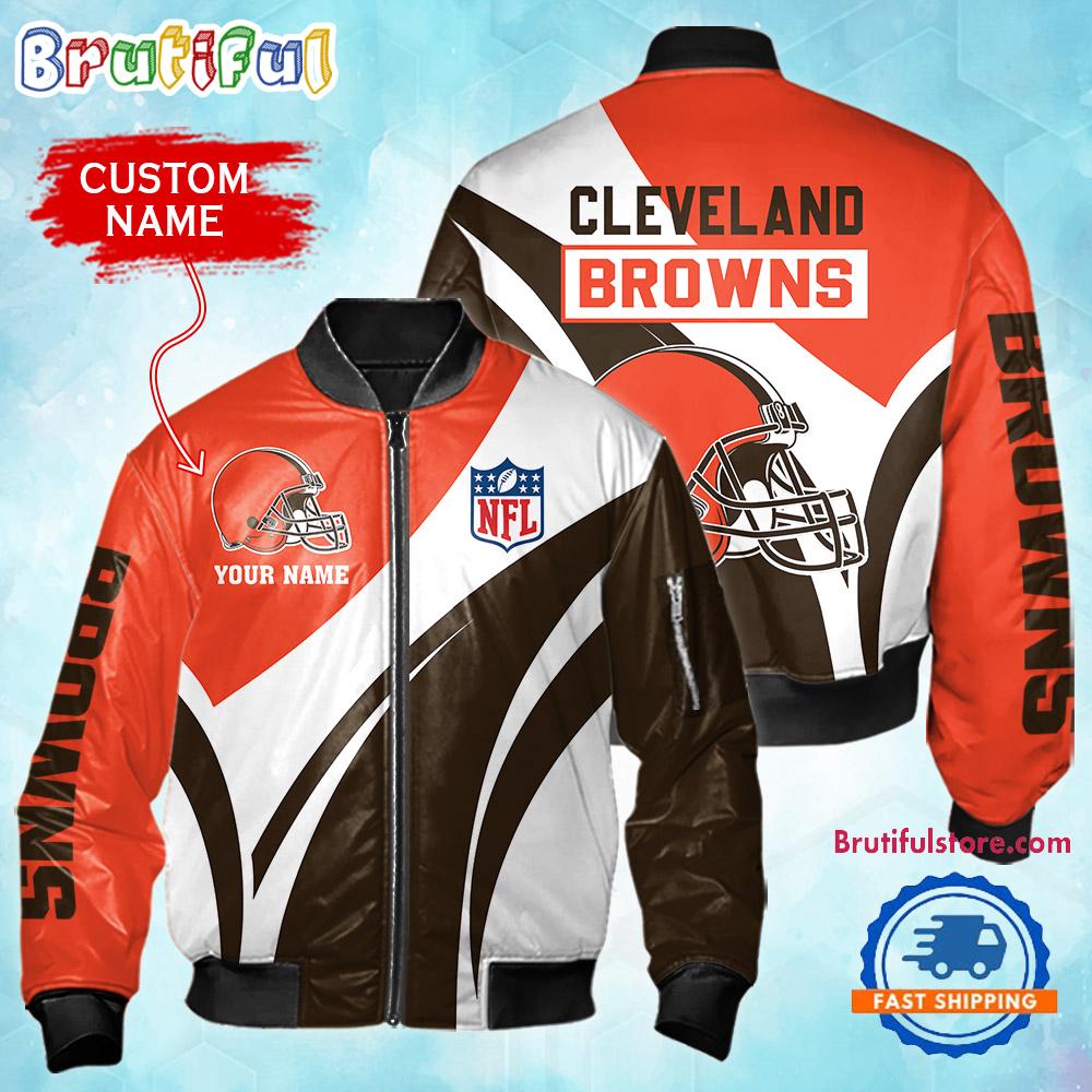 NFL Cleveland Browns Football Team Logo Personalized Bomber Jacket