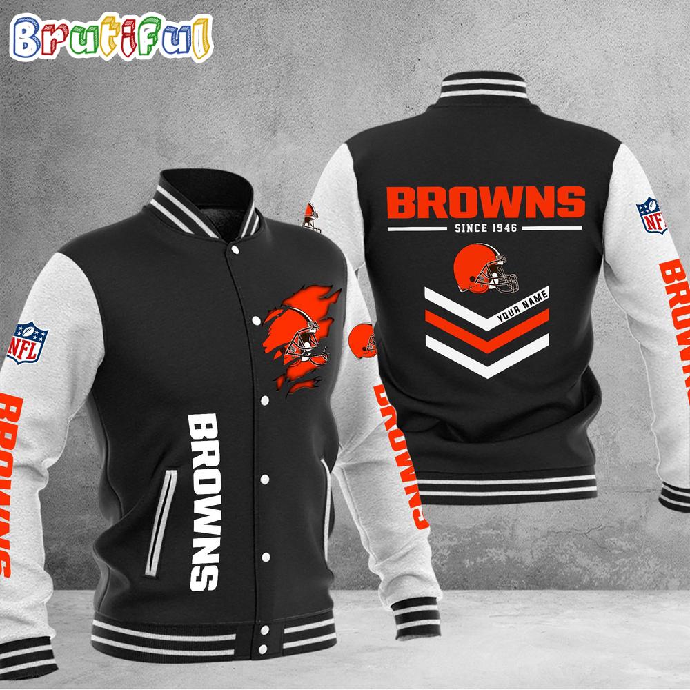 NFL Cleveland Browns Football Team Personalized Varsity Baseball Jacket