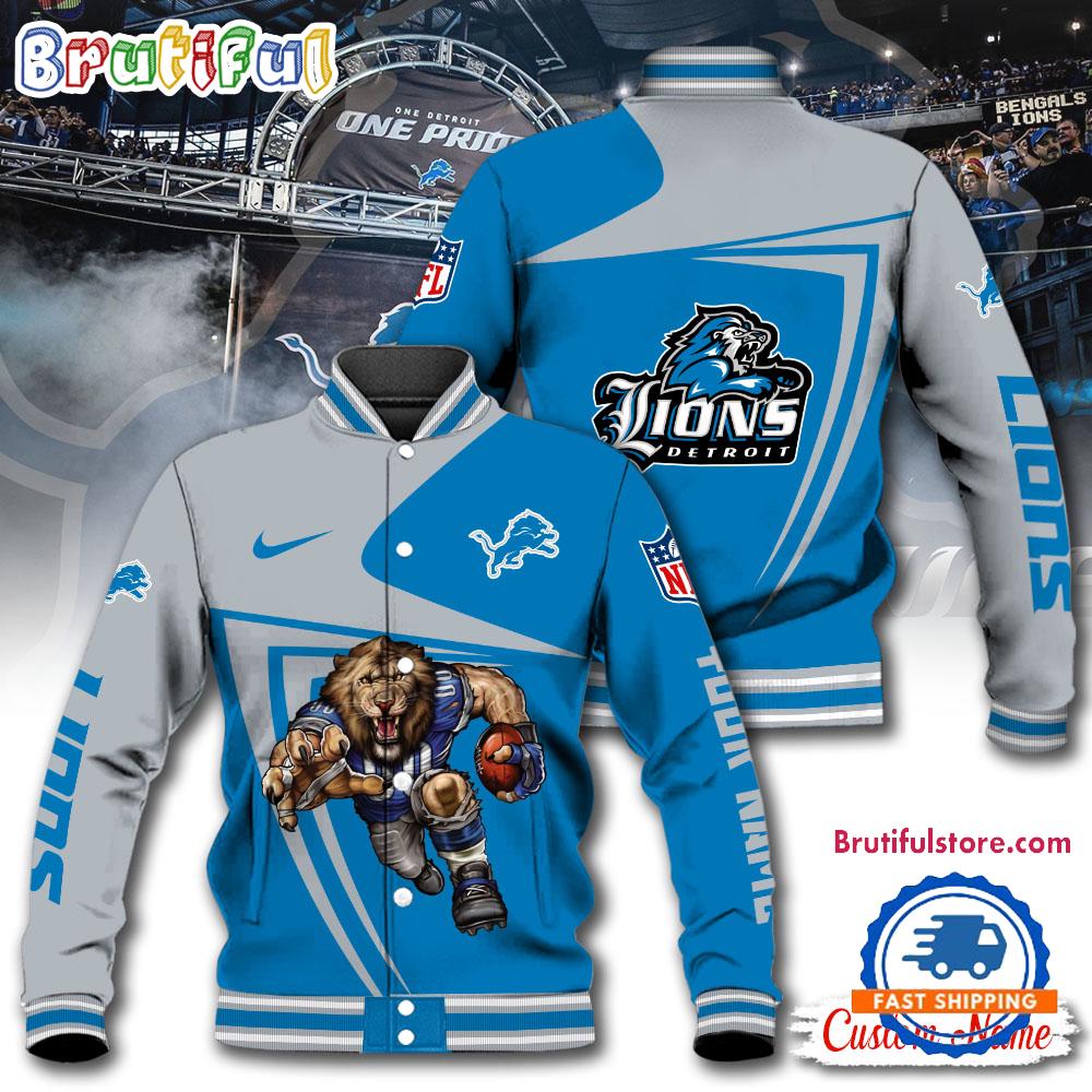 NFL Detroit Lions Football Mascot Limited New Design Baseball Jacket