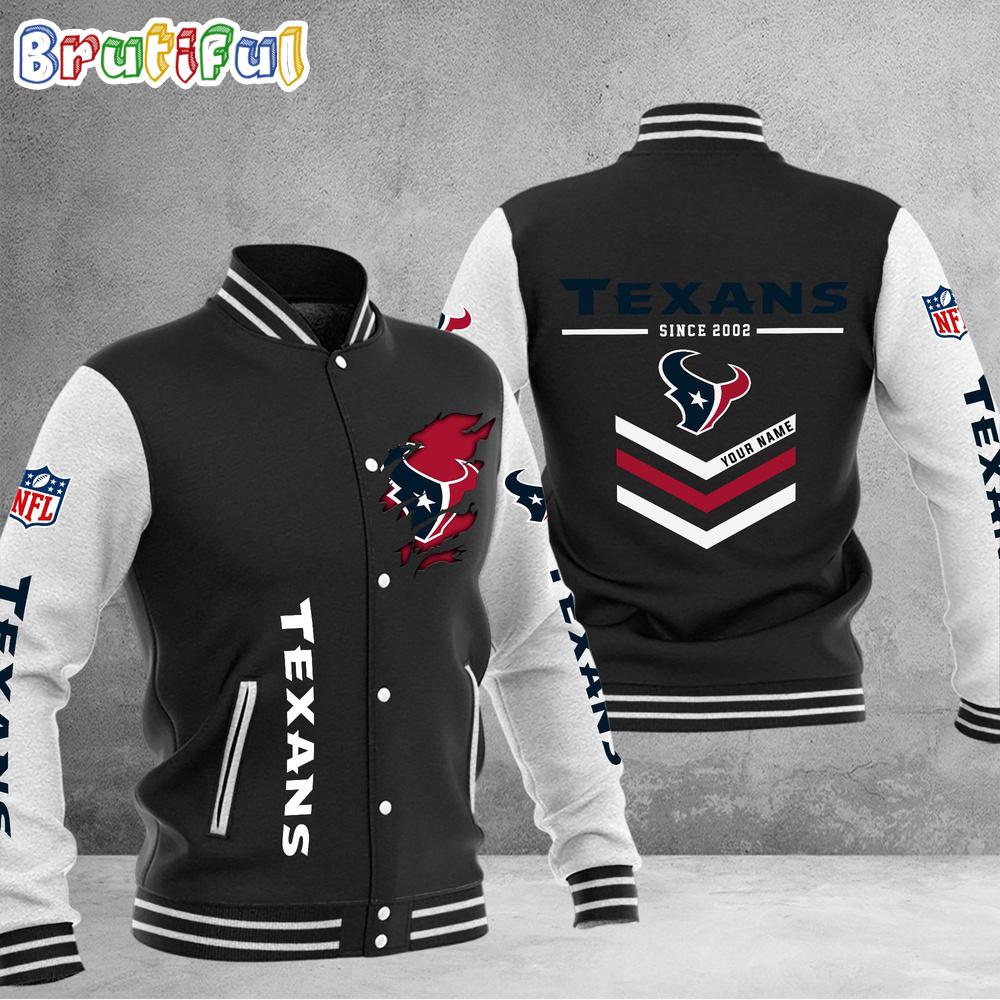 NFL Houston Texans Football Team Personalized Varsity Baseball Jacket