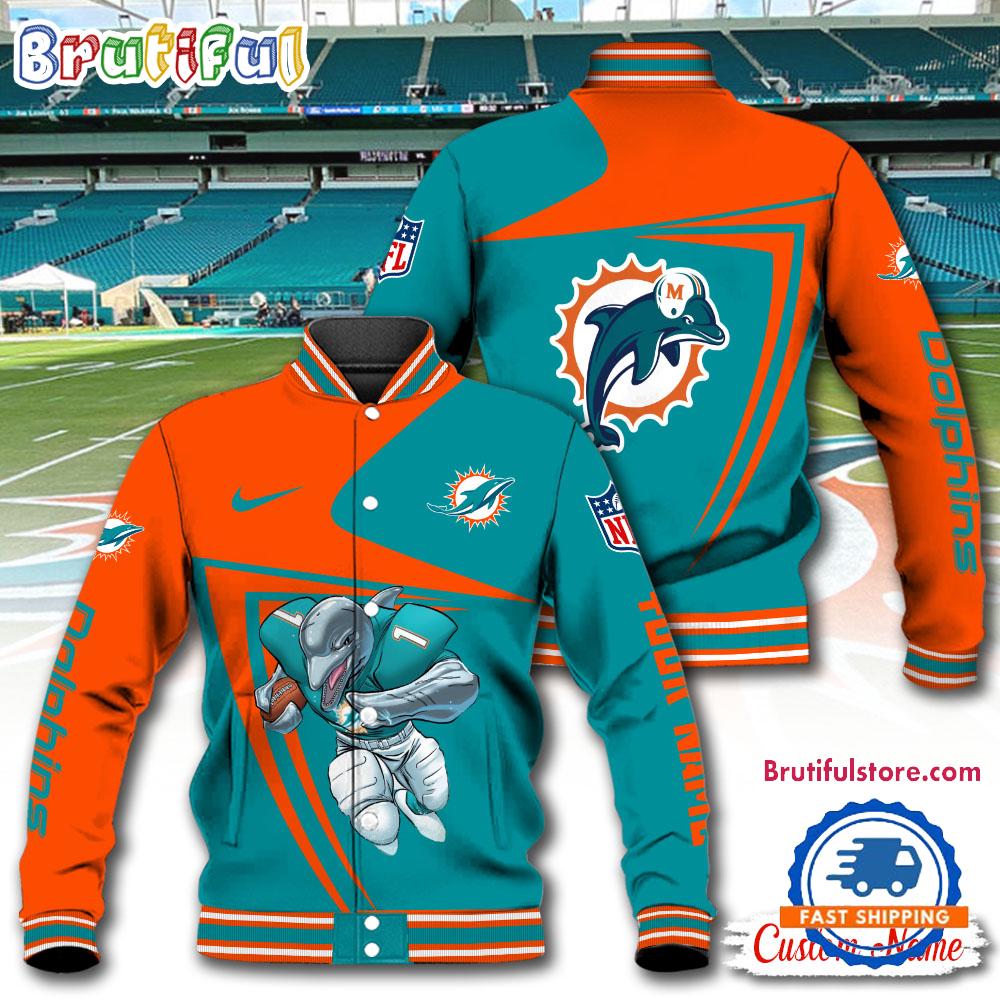 NFL Miami Dolphins Football Mascot Limited New Design Baseball Jacket