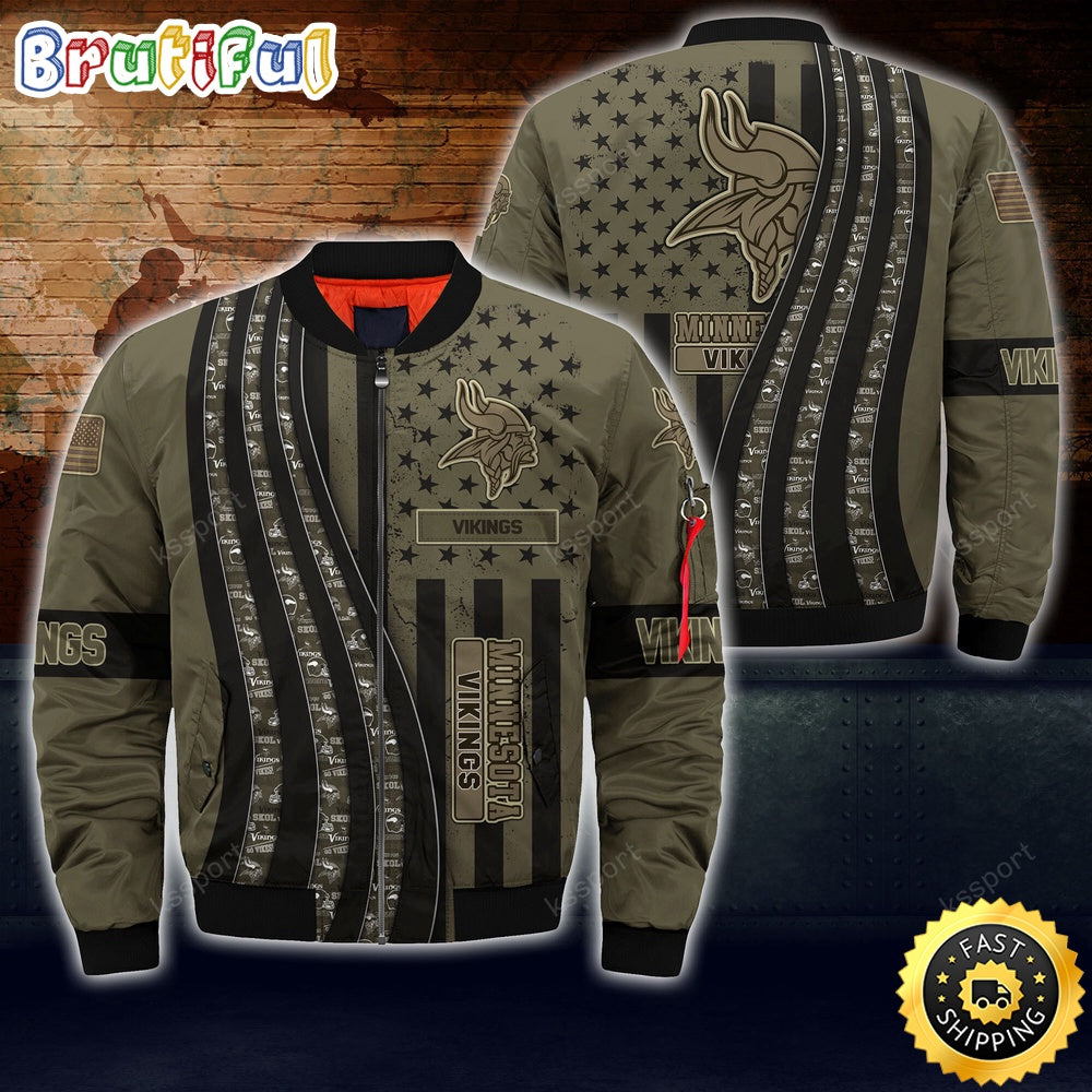 NFL Minnesota Vikings Bomber Jacket Camo For Fans
