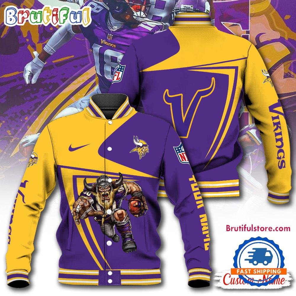 NFL Minnesota Vikings Football Mascot Limited New Design Baseball Jacket