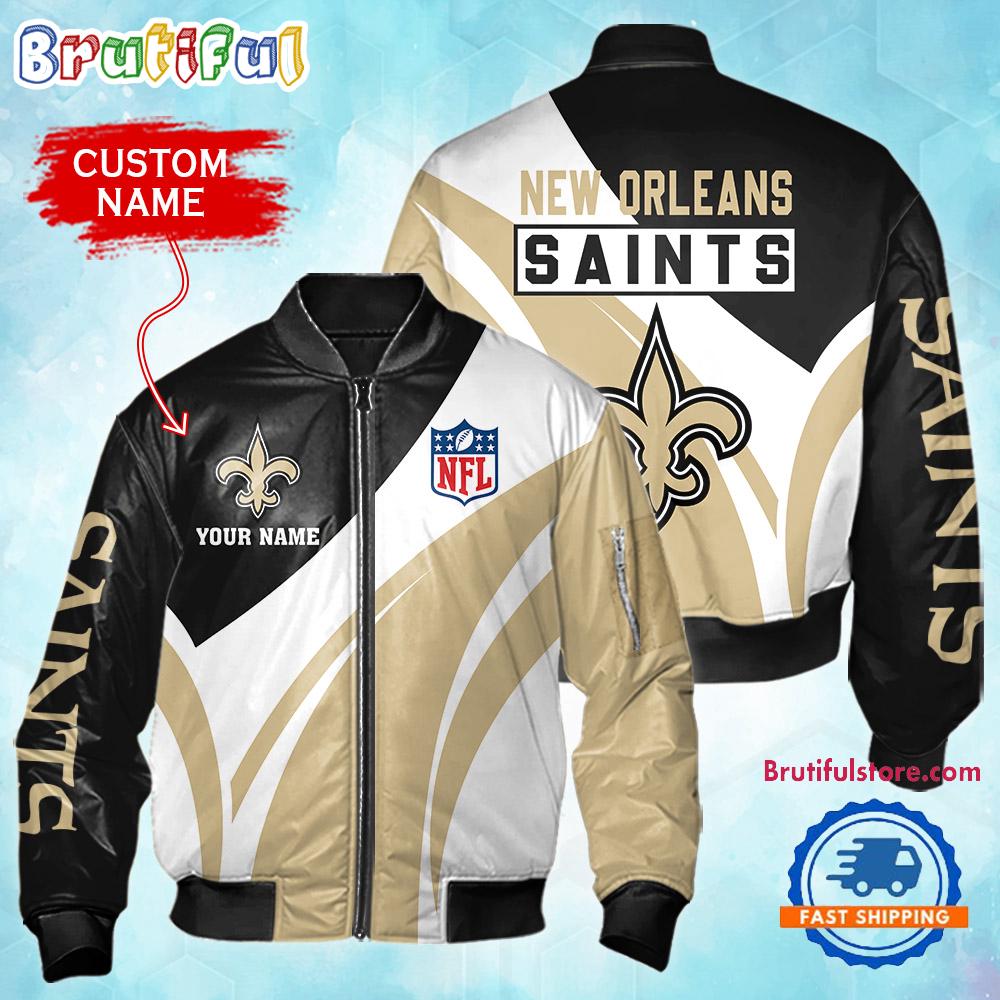 NFL New Orleans Saints Football Team Logo Personalized Bomber Jacket