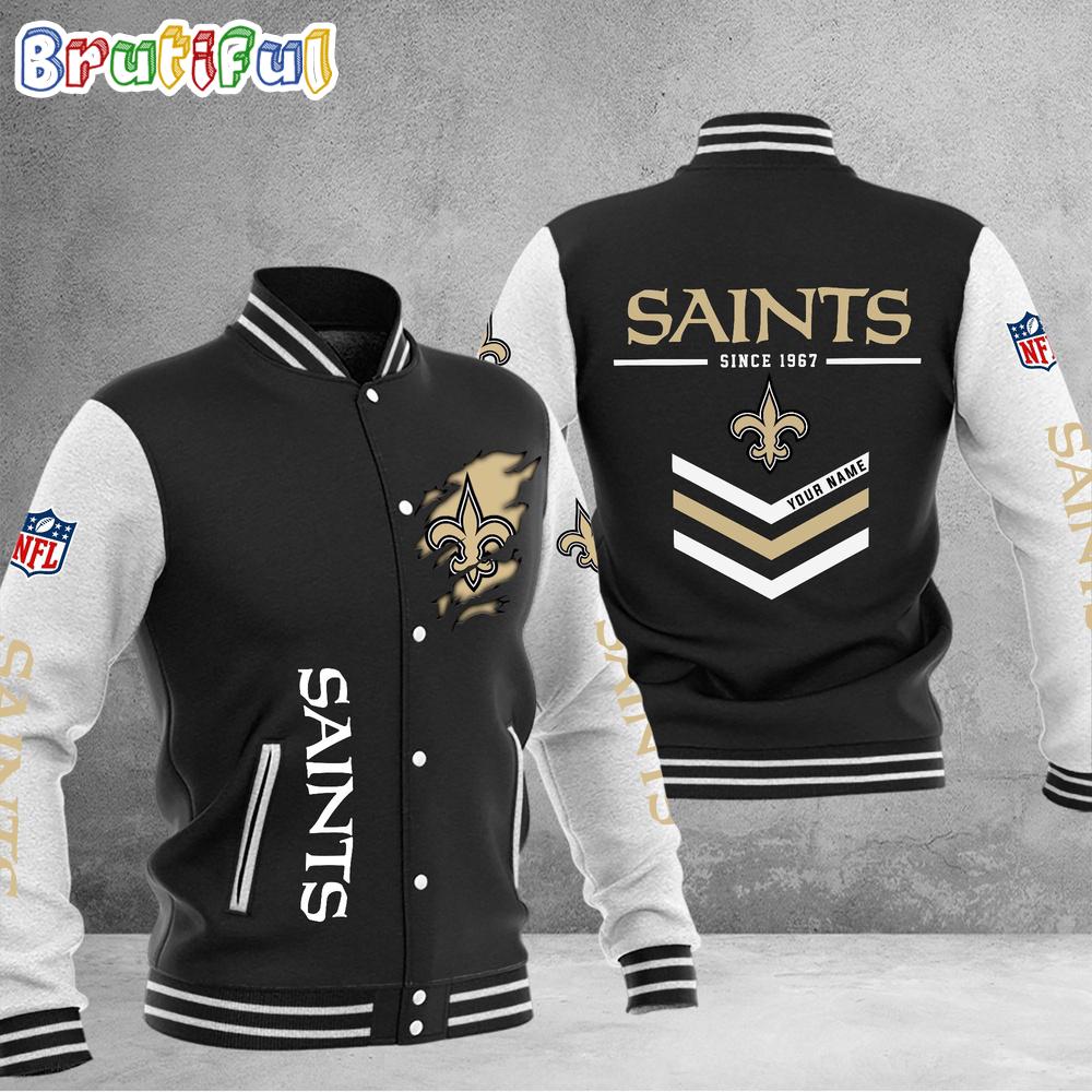 NFL New Orleans Saints Football Team Personalized Varsity Baseball Jacket