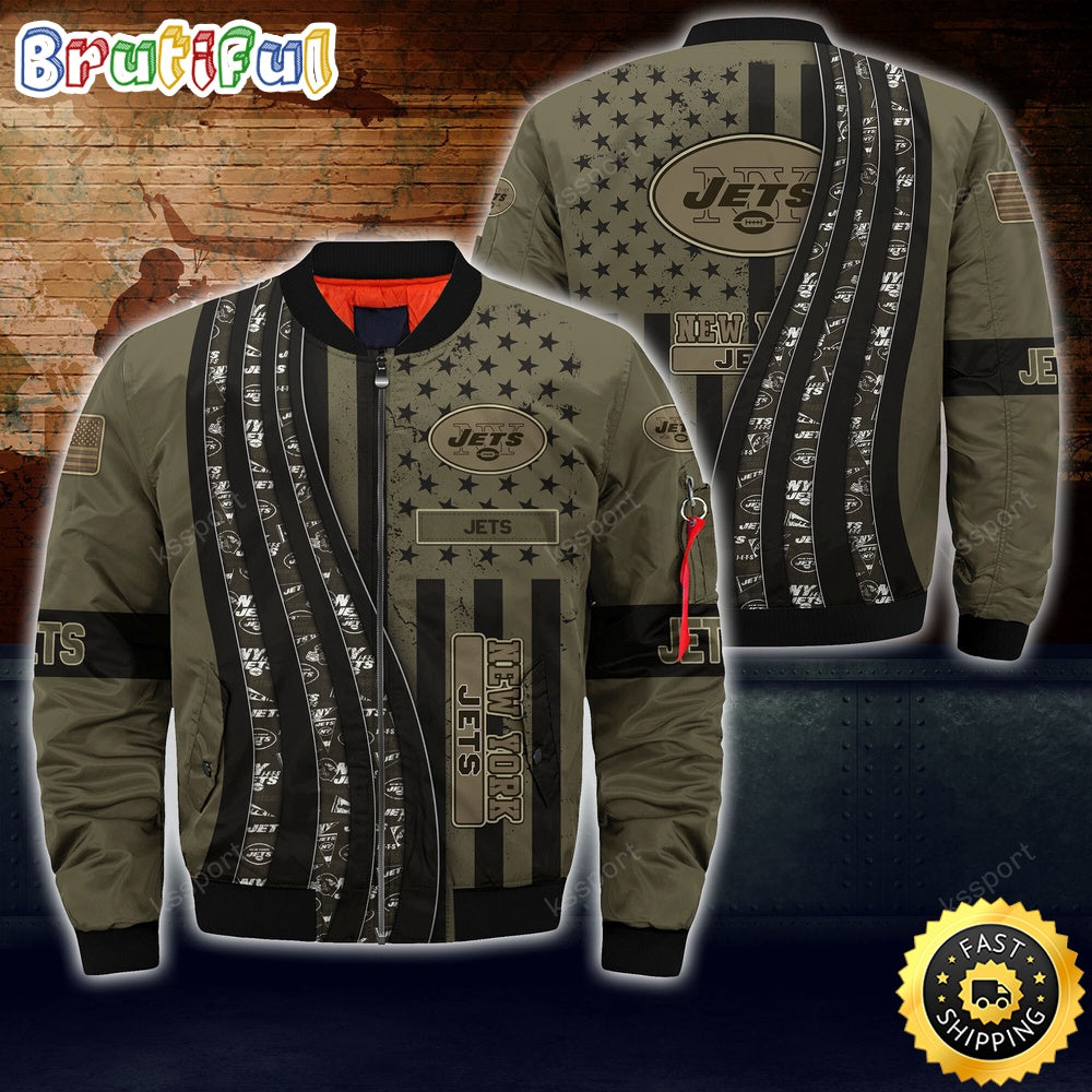 NFL New York Jets Bomber Jacket Camo For Fans