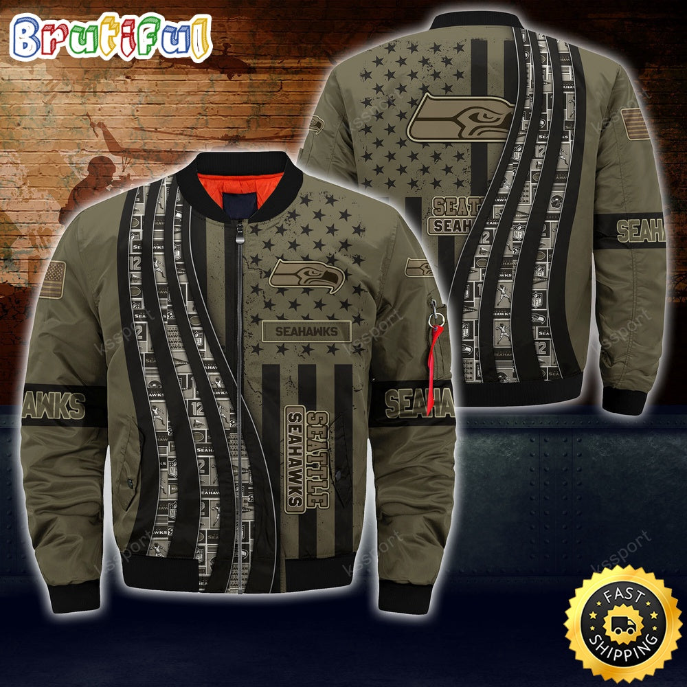 NFL Seattle Seahawks Bomber Jacket Camo For Fans