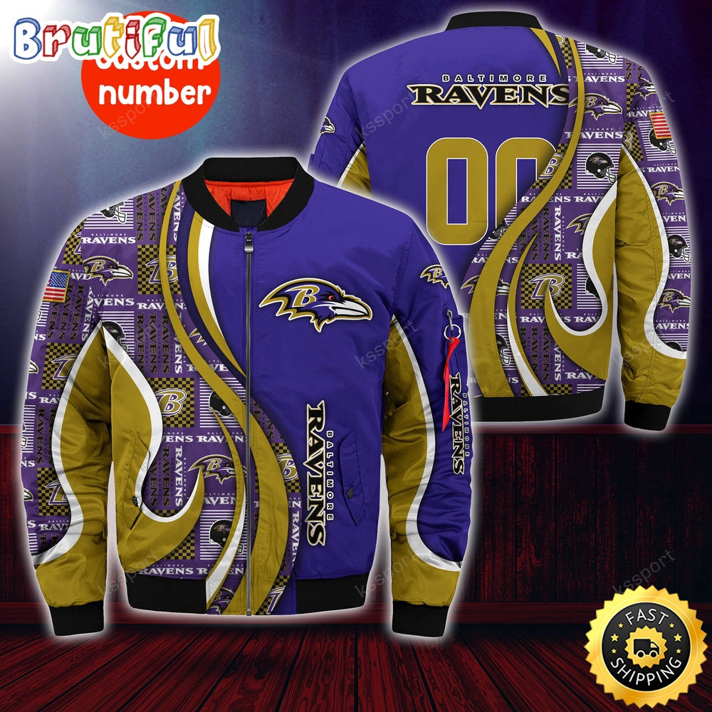 Personalized NFL Baltimore Ravens Bomber Jacket Urban Bomber Fashion