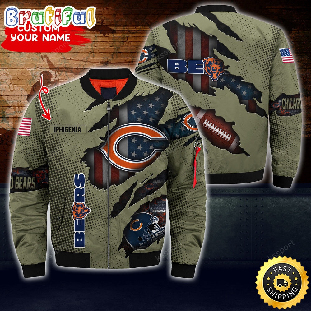 Personalized NFL Chicago Bears Bomber Jacket Iconic Bomber Look