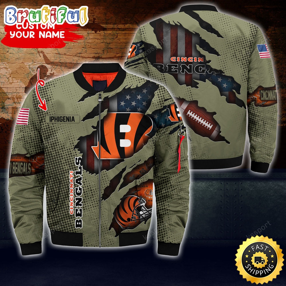Personalized NFL Cincinnati Bengals Bomber Jacket Iconic Bomber Look